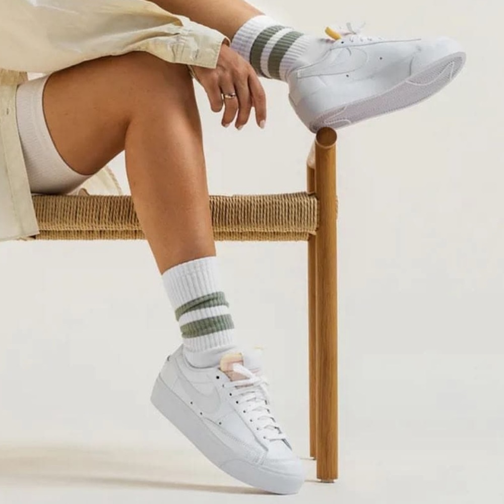 New Nike blazer low platform white sneakers shoes